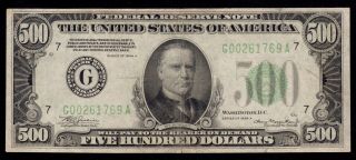 Authentic 1934a $500 Frn Five Hundred Dollar Bill Chicago Fr.  2202 - G G00261769a