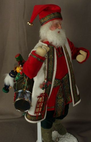 19 " Posable Santa Doll With Ooak Polymer Clay Head & Bag Of Presents