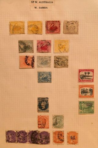 Bc Western Australia Stamp,  1850s - 1900s A Page Of And Stamps