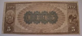 1882 $5 Brown Back National,  Utica,  York CH 1395 2