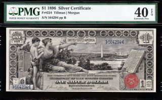 1896 $1 EDUCATIONAL Silver Cert.  PMG 40 EPQ 2