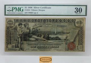 Fr 224 1896 Educational Note Silver Certificate $1,  Pmg Vf 30 Stained - 17534