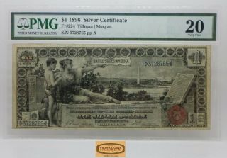Fr 224 1896 Educational Note Silver Certificate $1,  Pmg Vf 20 - 17532