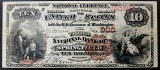 Series 1882 Brown Back $10 Nat ' l Currency,  Third National Bank,  Springfield,  MA 2