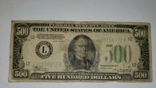 1934 A $500 Five Hundred Dollar Note San Francisco Apparent Wear