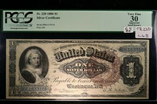 1886 $1 Large Silver Certificate Fr 220 Pcgs 30 App.  " Looks Extra Fine "