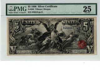 1896 $5 Silver Certificate Education Note Fr 268 Pmg 25 Tillman/morgan 19 - C173