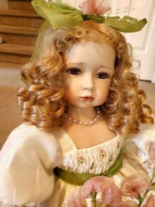 $150 Seymour Mann Christina Porcelain Doll Sitting On Bench Le