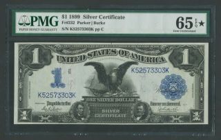 Fr232 $1 1899 Silver Certificate Pmg 65 Epq Gem Unc Wlm9631