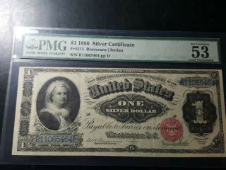 1886$5 Silver Certificate Pmg 53 Fr.  215