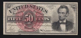 Us 50¢ Lincoln Fractional Currency Note 4th Issue Fr 1374 Vf (005)
