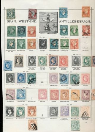 Spanish West Indies Antilles 1855/71 Imperf Perf M&u (appx 40 Items) (a115