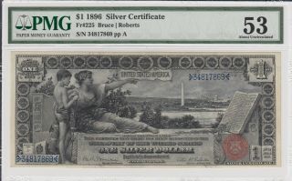 1896 $1 Silver Certificate Fr 225 Educational Note Pmg 53