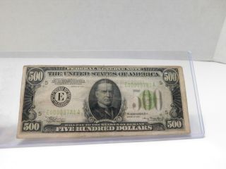 1934 $500 Dollar Bill,  Federal Reserve Note Richmond Va Us Paper Currency.