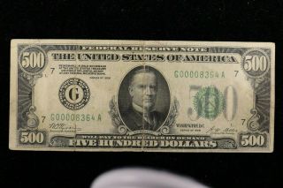 1928 $500 Chicago Federal Reserve Note Fr 2200g Fine With Problems " G00008364a "