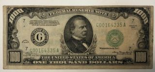 1000 Dollar Bill 1934 G Chicago Illinois