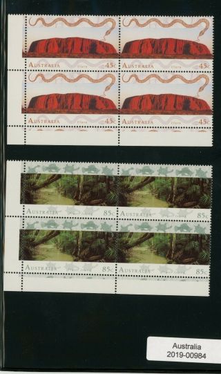 Australia 1993 Mnh Set Of 4 Lower Left Blocks Of Four Stamps (00984)