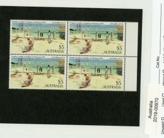 Australia 1984 Paintings - Mnh Block Of Four $5 Stamps W/edge (00970)