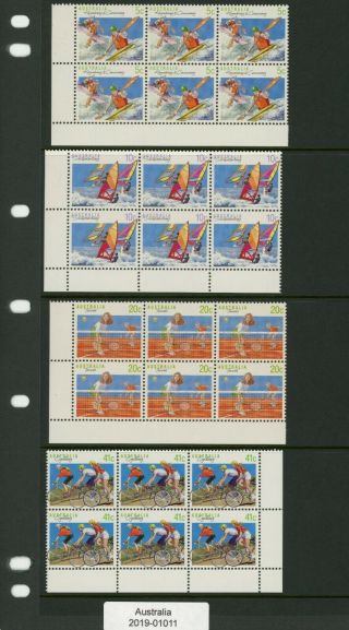 Australia - 8 Mnh Corner Blocks Of 6 - Sports,  1990 (1011)