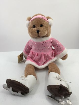 Animated Chantilly Lane Teddy Bear Musical 19 " Crystal Ice Skater “let It Snow "