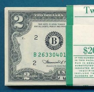 $2.  00 1976 York 100 Consecutive Federal Reserve Notes Gem