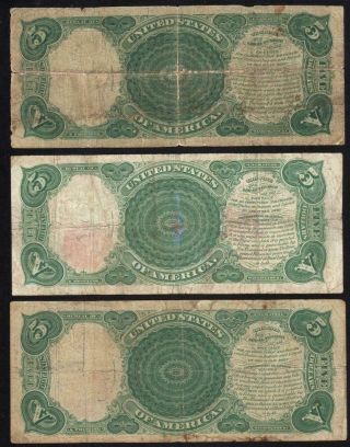 1907 $5 LEGAL TENDER NOTE WOODCHOPPER BILL GROUP OF 3 3