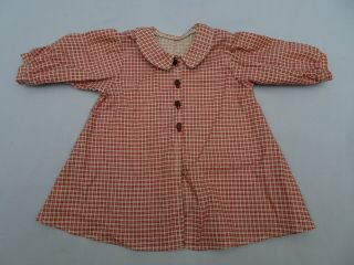 Htf American Girl Addy? Dress 1995 Red Tan Checked Plaid Long Sleeve 4 Button