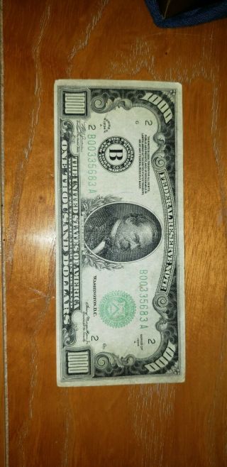 1934 $1000 York.  One Thousand Dollar Bill
