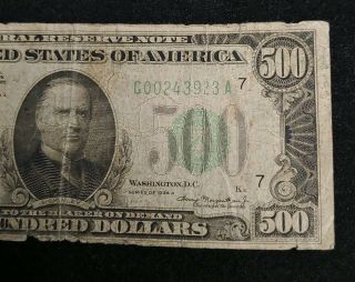 1934 CHICAGO $500 FIVE HUNDRED FEDERAL RESERVE BANK NOTE FR 2201 - G 3