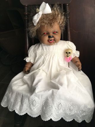 Piper,  Creepy Ooak Horror Baby Doll.  Werewolf Pup