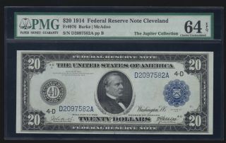 Us 1914 $20 Frn Cleveland District Fr 976 Pmg 64 Epq Ch Cu (582)