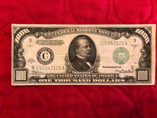 1934 A $1000 Federal Reserve One Thousand Note Philadelphia,  Pa