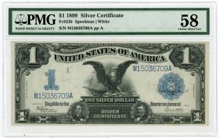 1899 Fr.  236 $1 United States " Black Eagle " Silver Certificate - Pmg Ch.  Au 58