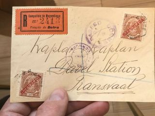1910s Registered Mozambique Colonial Portugal Partial Postal Cover To Transvaal