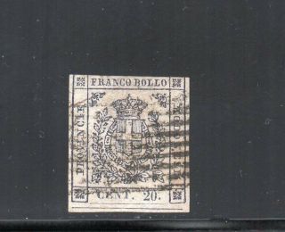 1859 Italy Modena Sa 15b,  20c Nero Violaceo,  $1330.  00,  Certificate