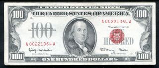 Fr.  1550 1966 $100 Red Seal Legal Tender United States Note About Unc (c)