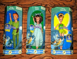 1997 Disney Flying Peter Pan,  Tinker Bell And Wendy