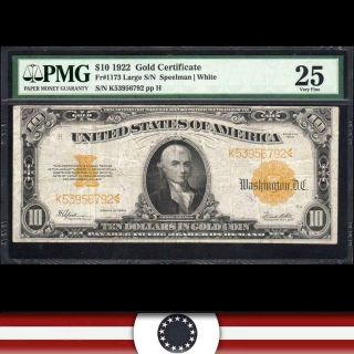 1922 $10 Gold Certificate Pmg 25 Fr 1173 K53956792