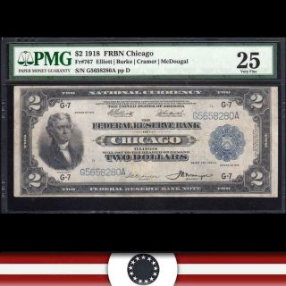 1918 $2 Chicago Frbn Battleship Note Pmg 25 Comment Fr 767 G5658280a
