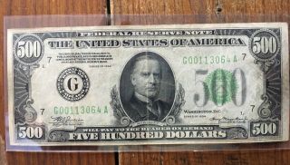 1934 $500 Five Hundred Dollar Bill Chicago