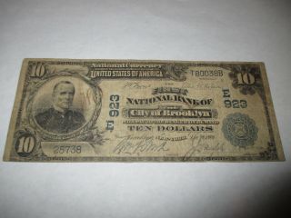 $10 1902 Brooklyn York Ny National Currency Bank Note Bill Ch.  923 Fine