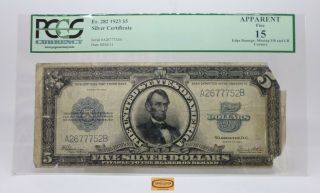 Fr.  282 1923 Lincoln Large Size Silver Certificate $5,  Pcgs F15 Details - 17174