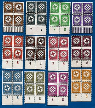 12 Nazi Germany Third 3rd Reich Ww2 Swastika Postage Stamp Blocks Mnh