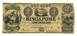 1847 $2 Michigan State Bank Of Singapore Obsolete Currency Banknote Singapore Mi