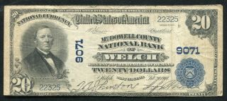 1902 $20 Mcdowell Co.  National Bank Of Welch,  Wv National Currency Ch.  9071