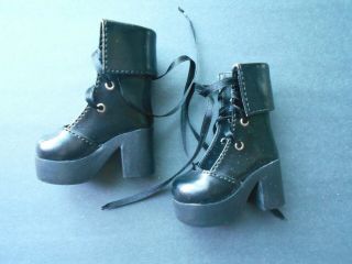 1/4 Bjd Slim Msd Doll Black Platform Long Boots Shoes Tie Euc