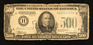 1934 $500 Five Hundred Dollar Bill H Series St.  Louis Missouri