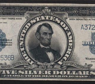 1923 $5 Fr 282 PMG VF30 Lincoln Porthole Note Silver Certificate FR282 Very Fine 2