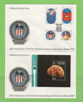 Solomon Island 1989 20th Anniv Of First Manned Landing On Moon First Day Covers