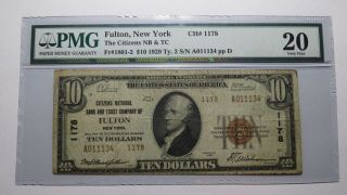 $10 1929 Fulton York Ny National Currency Bank Note Bill Ch.  1178 Vf20 Pmg